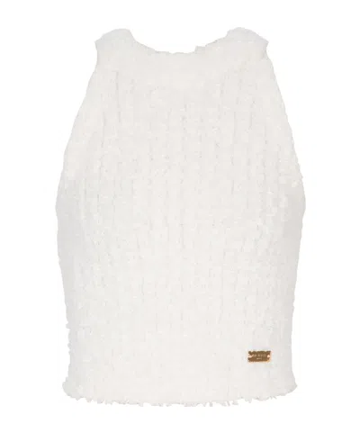 Balmain Round Neck Sleeveless Vest In White