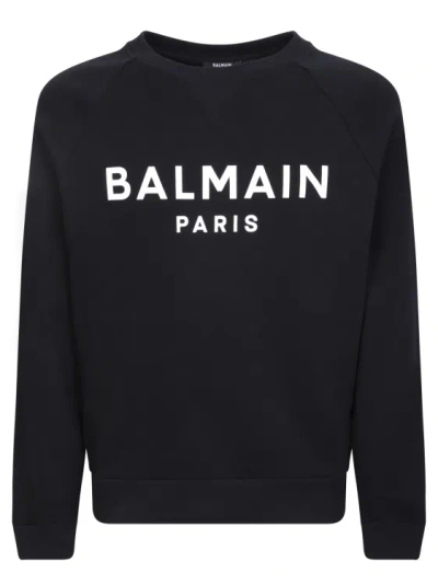 Balmain Round Neck Sweatshirt In Black