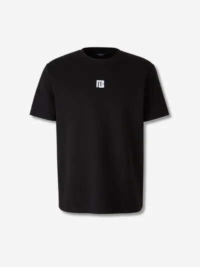 Balmain Logo Embroidered Crewneck T-shirt In Black