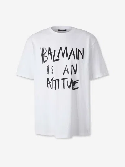 Balmain Regular Fit T Shirt Attitude Print Front In Multi