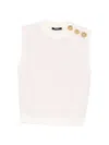 Balmain Knit Top Button Detail Sleeveless Round Neck In Rosa