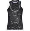 Balmain Soft Tank Top With Faux Embroidery Print In Black