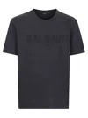 Balmain Round Neck Vintage Embroidered T-shirt With Unique Pigment-dyed Finish In Blue
