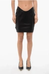 Balmain Rounded Cut Leather Mini Skirt
