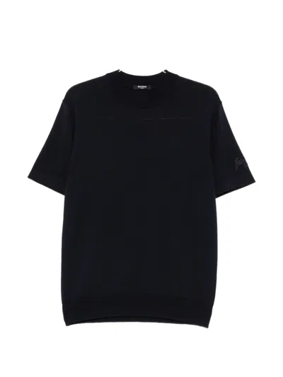 Balmain Round-neck Short-sleeved T-shirt In Black