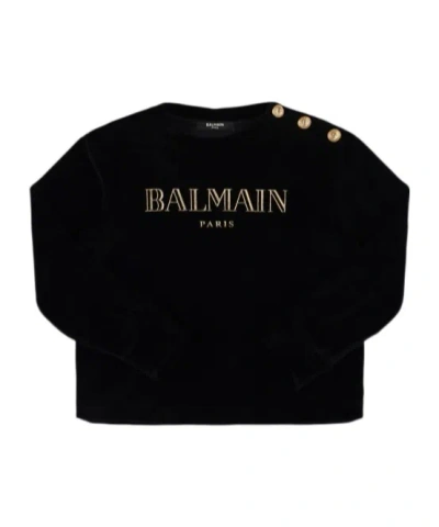 Balmain Round-neck Sweatshirt In Black