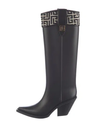 Pre-owned Balmain Rubber Graphic Print Boots In Black