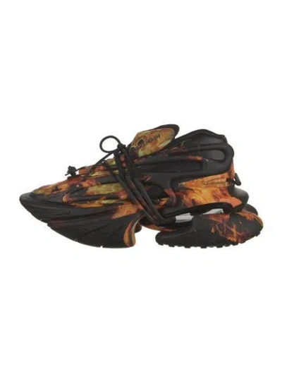 Pre-owned Balmain Rubber Graphic Print Chunky Sneakers W/ Tags In Brown