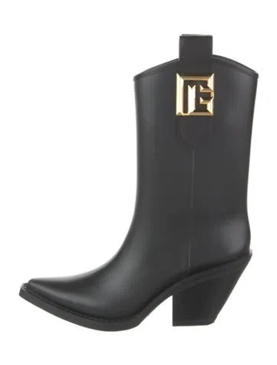 Pre-owned Balmain Rubber Rain Boots In Black