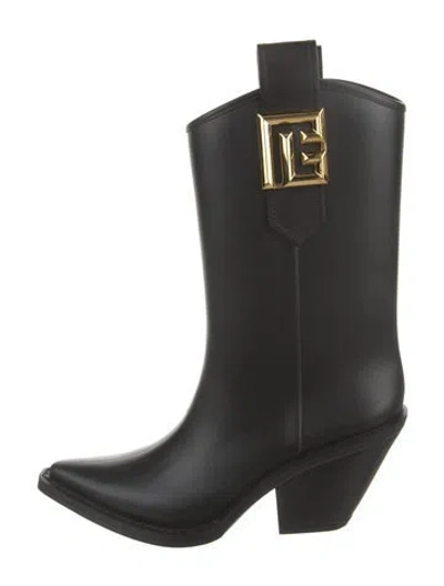 Pre-owned Balmain Rubber Rain Boots In Black