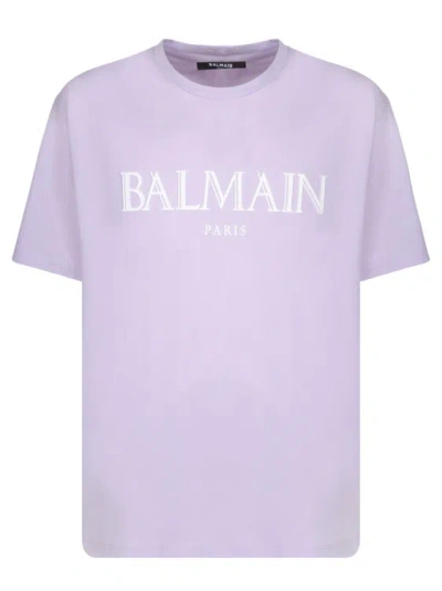 Balmain Rubber Roman Lilac T-shirt In Purple