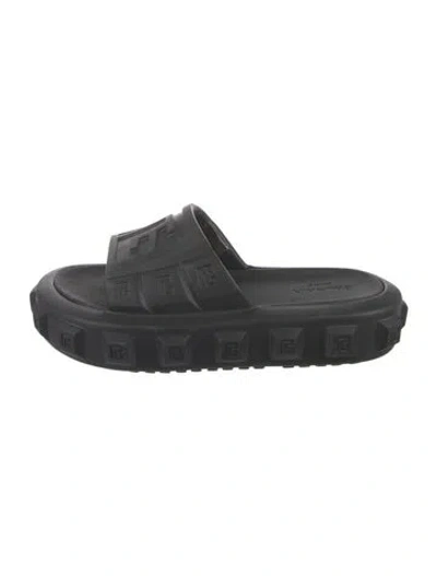 Pre-owned Balmain Rubber Slides In Black