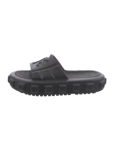 Pre-owned Balmain Rubber Slides In Black