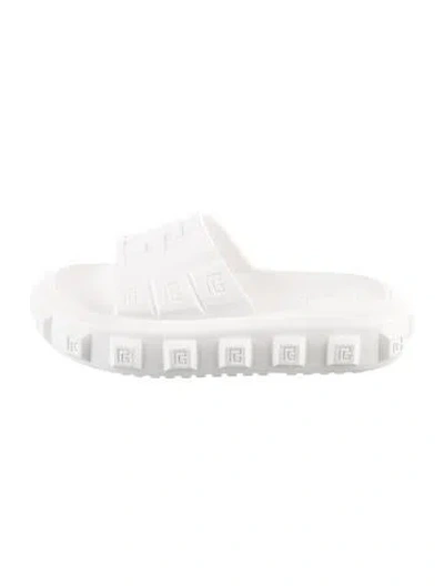 Pre-owned Balmain Rubber Slides In White