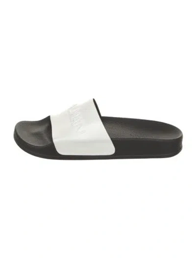 Pre-owned Balmain Rubber Slides In White