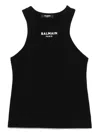 Balmain Logo Cotton Jersey Tank Top In Black