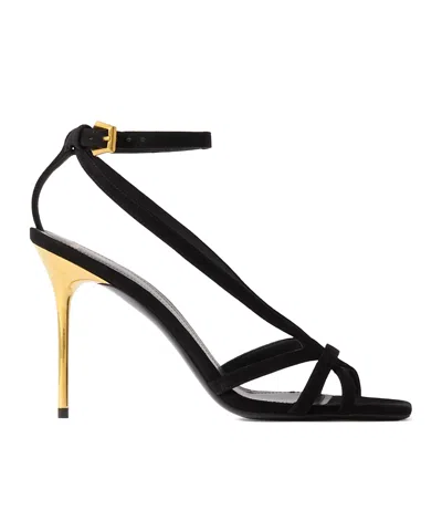 Balmain Ruby 95mm Suede Sandals In Black