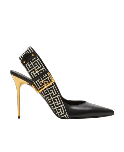 Balmain Ruby Pointed Toe Slingback Pumps In Black