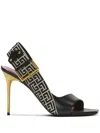 Balmain Leather Monogram Ruby Heeled Sandals 95