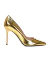Balmain Metallic Crinkled-leather Pumps In Brown