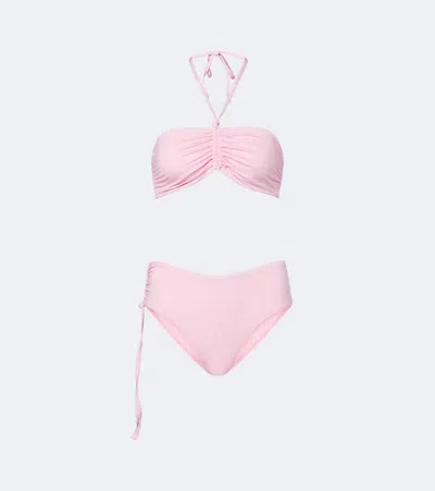 Balmain Ruched Bikini In Pink
