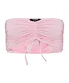 Balmain Ruched Bikini Top In Pink