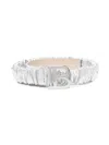 Balmain Ruched Leather Belt In Silver