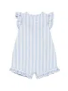 Balmain Ruffle Striped Romper In Blue
