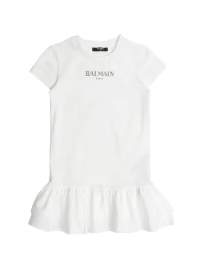 Balmain Kids' Ruffled -hem Dress In White