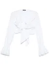 Balmain Ruffles Poplin Long-sleeved Blouse In White