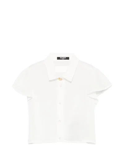 Balmain Kids' Ruffled Buttoned Shirt In White
