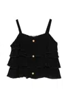 Balmain Kids' Ruffled Buttoned Top In Black