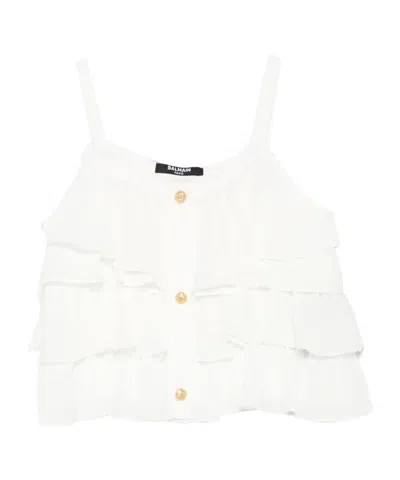 BALMAIN RUFFLED BUTTONED TOP