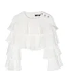 Balmain Ruffled Cropped Blouse In White