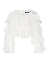 Balmain Ruffled Cropped Blouse In White