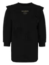 Balmain Ruffled-detail Logo Dress In Black