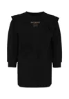 Balmain Ruffled-detail Logo Dress In Black