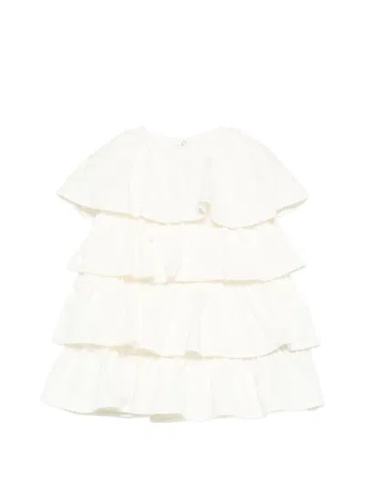 Balmain Babies' Ruffled Dress In Neutral