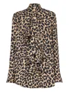 Balmain Jabot Collar Leopard Print Shirt In Brown