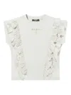 Balmain Ruffled Logo Top In White