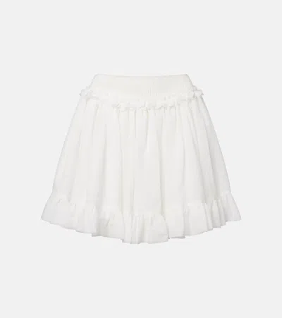 Balmain Ruffled Poplin Miniskirt In White