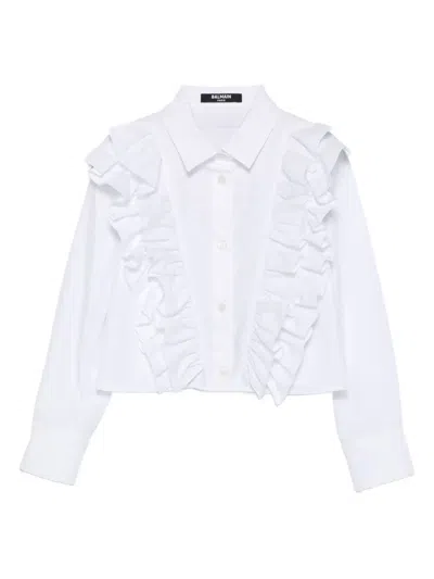 Balmain Kids' Ruffled Shirt In White