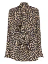 Balmain Jabot Collar Leopard Print Shirt In Black