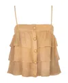 Balmain Ruffled Silk Blouse In Nude