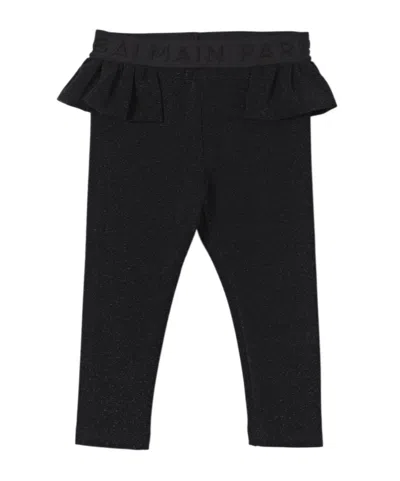 Balmain Ruffled Trousers In Black