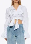 Balmain Ruffles Poplin Long-sleeved Blouse In White