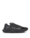 Balmain Black Run-row Leather Sneakers In Black