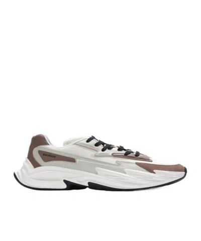 Balmain Run-row Leather Sneakers In White