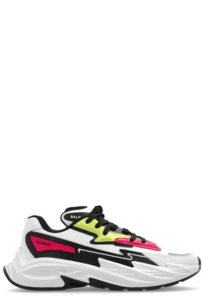 Balmain Run-row Panelled Leather Trainers In Multicolor