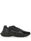 Balmain Black Run-row Leather Sneakers In Black